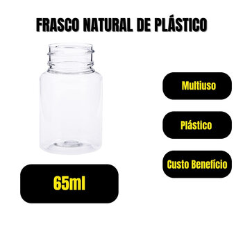 Garrafa Frasco 65ml Natural Recipiente C/tampa 5und