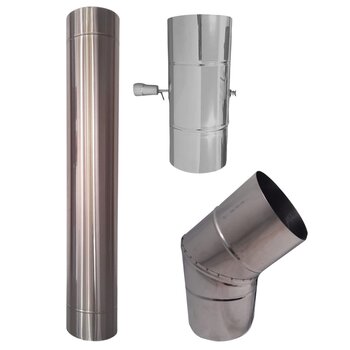 Kit Chaminé Duto 5 Inox Registro Damper Curva 45 Inox 304