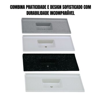 Pia Sintética Granitada 120x55cm Cozinha Rorato Preto