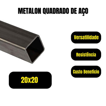 Metalon 20x20 Tubo Quadrado De Aço 1 Metro 2Und