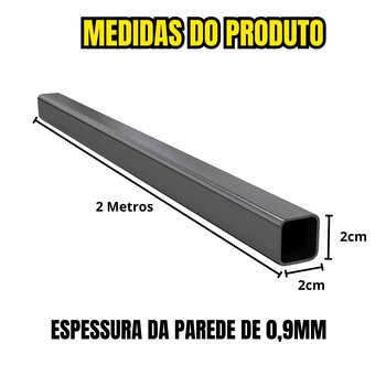 Metalon 20x20 Tubo Quadrado De Aço 2 Metros 6Und