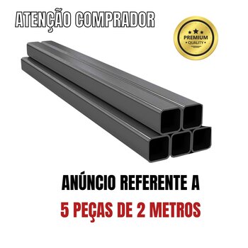 Metalon 20x20 Tubo Quadrado De Aço 2 Metros 5Und