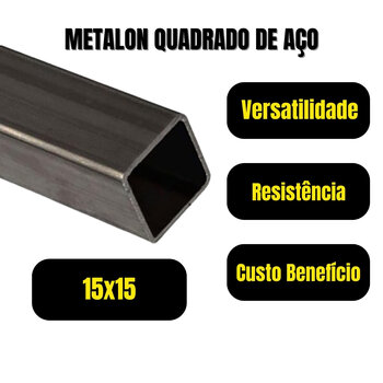 Metalon 15x15 Tubo Quadrado De Aço 1 Metro 2und