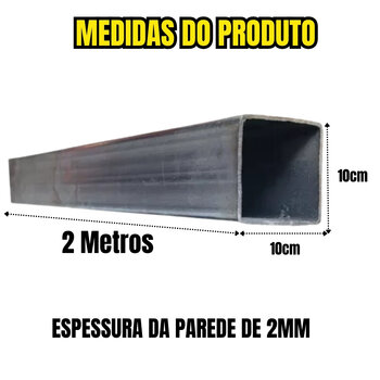 Metalon 100x100 Tubo Quadrado De Aço 2 Metros