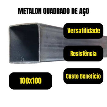 Metalon 100x100 Tubo Quadrado De Aço 1 Metro 2 und