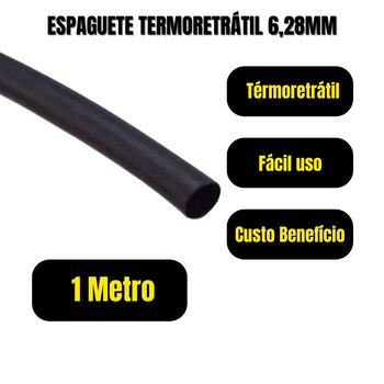 Kit 10 Espaguete Termoretrátil 6,28mm Isolante 1 Metro