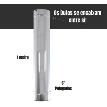 Kit 8m Duto 6 Polegadas Inox 430, Chapéu Chines Curva