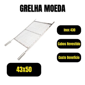 Grelha Moeda Inox 430 43x50 Ponteira Churrasco