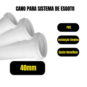 Cano Tubo Pvc Esgoto Branco 40mm 6 Metros Hidráulico