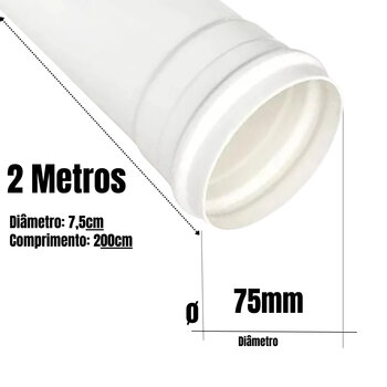 Cano Tubo Pvc Esgoto Branco 75mm 2 Metros Hidráulico