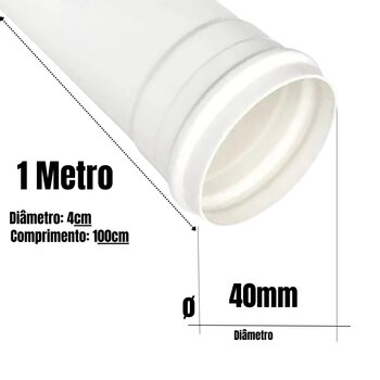 Cano Tubo Pvc Esgoto Branco 40mm 1 Metro Hidráulico