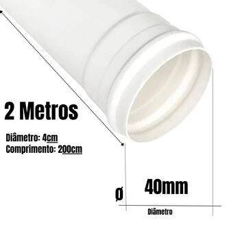 Cano Tubo Pvc Esgoto Branco 40mm 2 Metros Hidráulico