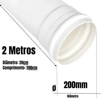 Cano Tubo Pvc Esgoto Branco 200mm 2 Metros Hidráulico