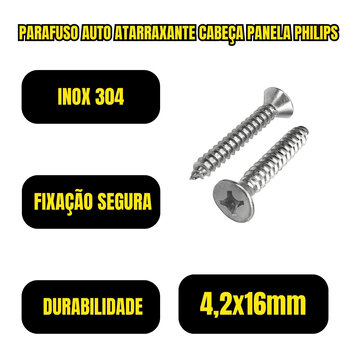 Parafuso 4,2x16 Inox 304 Auto Atarraxante Phillips 100 Unid