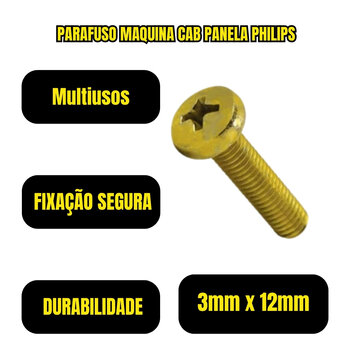 Parafuso Máquina Phillips 3x12mm Bicromatizado 100 Unidades