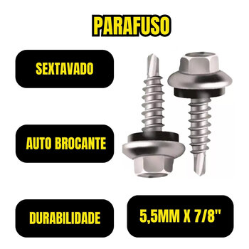 100 Parafuso Autoperfurante Ponta Broca 5,5x7/8 Sextavado