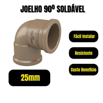 Kit 6 Cotovelo Joelho 3/4 Fortlev 90° Soldável 25mm Marrom