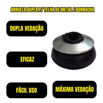 Arruela Dupla Metal/Borracha para Telhas Vedação 100Un