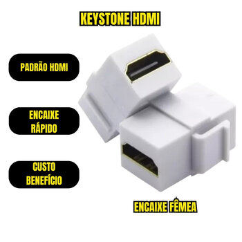 Kit 4 Keystone Emenda Hdmi Fêmea 1.4 2.0 Embutir Tomada