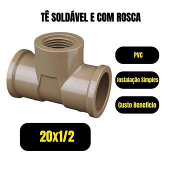 Kit 10 Te Soldável 20mm 1/2 Roscável Hidraulico Fortlev