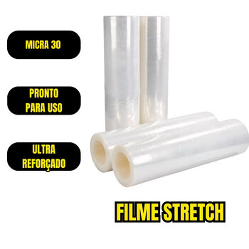 Bobina Filme Stretch 500x30 Convencional Sem Tubete 4KG