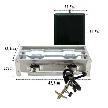 Fogareiro 2 Bocas Inox Reforçado Com Chapa Lanches Portátil E004