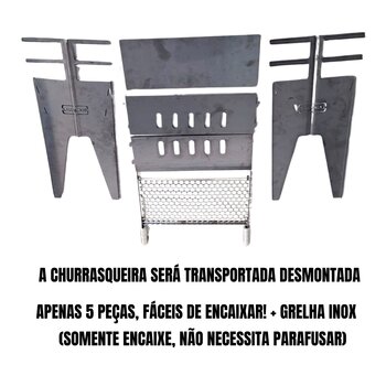 Churrasqueira Prática Desmontável Aço Carbono Grande 76cm