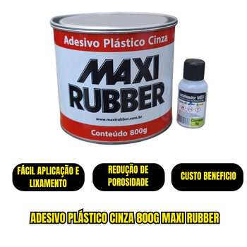 Adesivo Plástico Cinza 800g Maxi Rubber + Catalizador 9g