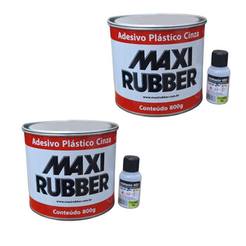 Kit 2 Adesivo Plástico Cinza 800g Maxi Rubber Profissional