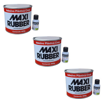 Kit 3 Adesivo Plástico Cinza 800g Maxi Rubber Profissional