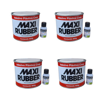 Kit 4 Adesivo Plástico Cinza 800g Maxi Rubber Profissional