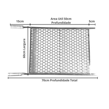 Kit Grelha Inox 70x60 Mais Suporte De Inox Barras Alumínio