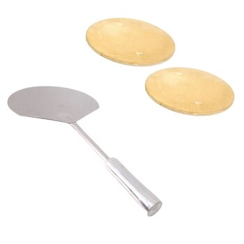 Pá Pizza Inox 35cm + 2 Pedras Refratária 35cm  Churrasqueira