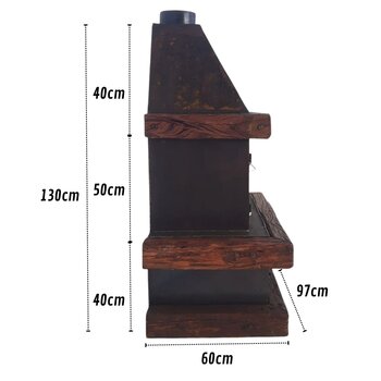 Lareira A Lenha De Parede Chapa Naval Rustica - Média 130cm