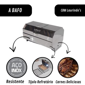 Churrasqueira de Inox 430 a Bafo de Mesa + Grelha Moeda Inox