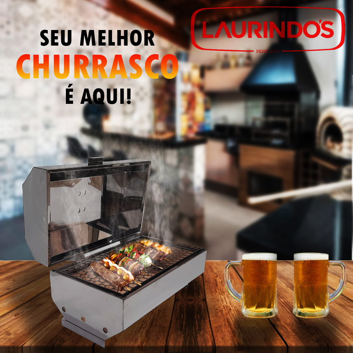 Churrasqueira de Inox Portátil a Carvão - Leve e Resistente - Laurindos  Churrasqueiras