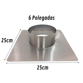 Adaptador Inox 304 Duto 6 Polegadas 25x25 - Churrasqueira