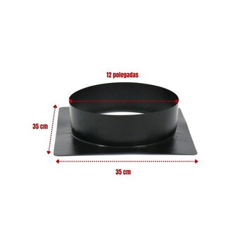 Adaptador Para Duto 12 Polegadas 35x35 Preto - Chaminé Forno