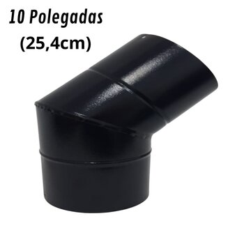 Curva 45° Para Chaminé Duto 10 Polegadas Preta 254mm Soldada