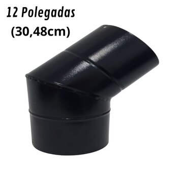 Curva 45° Para Chaminé Duto 12 Polegadas Preta 304mm Soldada