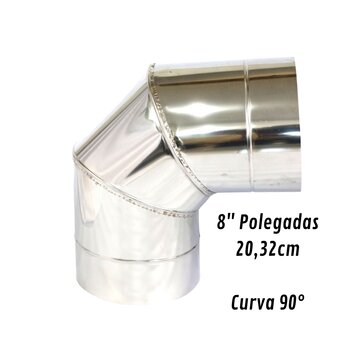 Curva 90° Para Chaminé Duto 8 Polegadas Inox 430 Brilhante