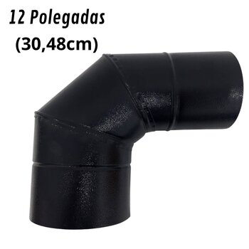 Curva 90° Para Chaminé Duto 12 Polegadas Preta 304mm Soldada