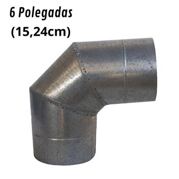 Curva 90° P/ Chaminé Duto 6 Polegadas Galvanizado, Lareiras