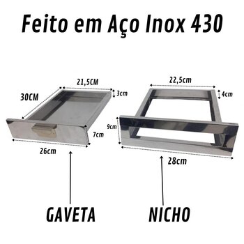 Gaveta Cinzeiro c/ Nicho e Registro Regulador de Fumaça Inox