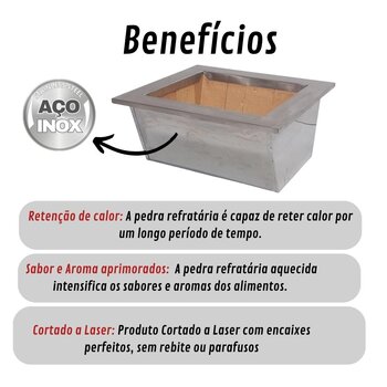 Braseiro Inox Tijolo Refratário 42x34 Churrasqueira Carvão