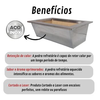 Braseiro Inox Tijolo Refratário 60x34 Churrasqueira Carvão