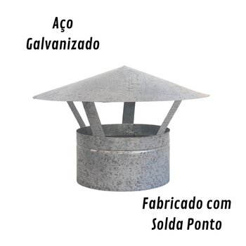 Chapéu Chinês P/ Duto 5 Polegadas, Galvanizado, Forno Iglu