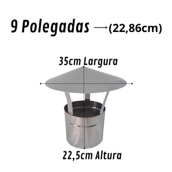 Chapéu Chinês 9 Polegadas Inox 430 Para Chaminé Forno iglu