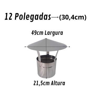 Chapéu Chinês 12 Polegadas Inox 430 Para Chaminé Forno iglu