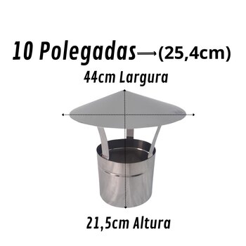 Chapéu Chinês 10 Polegadas Inox 430 Para Chaminé Forno iglu